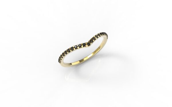 טבעות זהב-טבעת זהב משובצת יהלומים שחורים 0.12