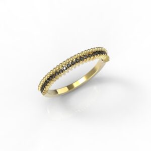 טבעות זהב-טבעת זהב משובצת יהלומים שחורים 0.14