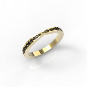 טבעות זהב-טבעת זהב משובצת יהלומים שחורים 0.21