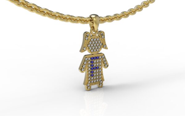 שרשרת עם שם-תליון זהב ילדה משובץ יהלומים