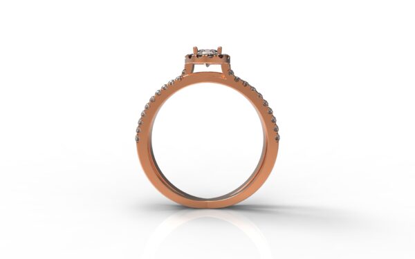 טבעות אירוסין-טבעת זהב אדום משולבת יהלום 0.25 פרונטלי