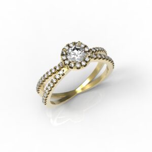 טבעות אירוסין-טבעת זהב משולבת יהלום 0.25